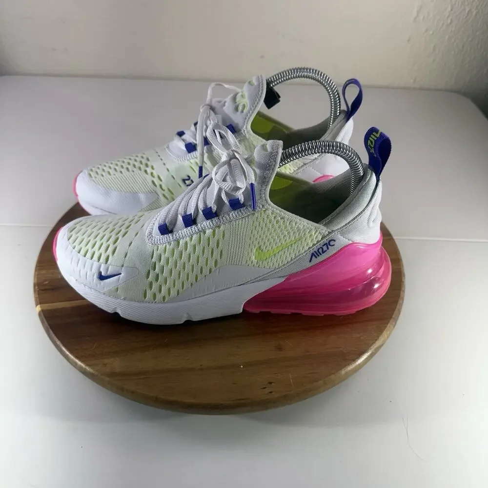 Nike Air Max 270 White-Volt-Pink Blast Woman's Size 6.5 DH0252-100